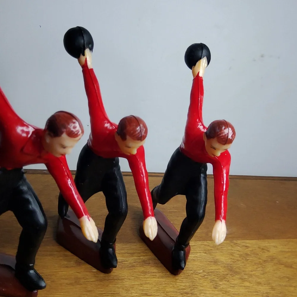 MCM Vintage hard plastic bowling Men cake toppers.